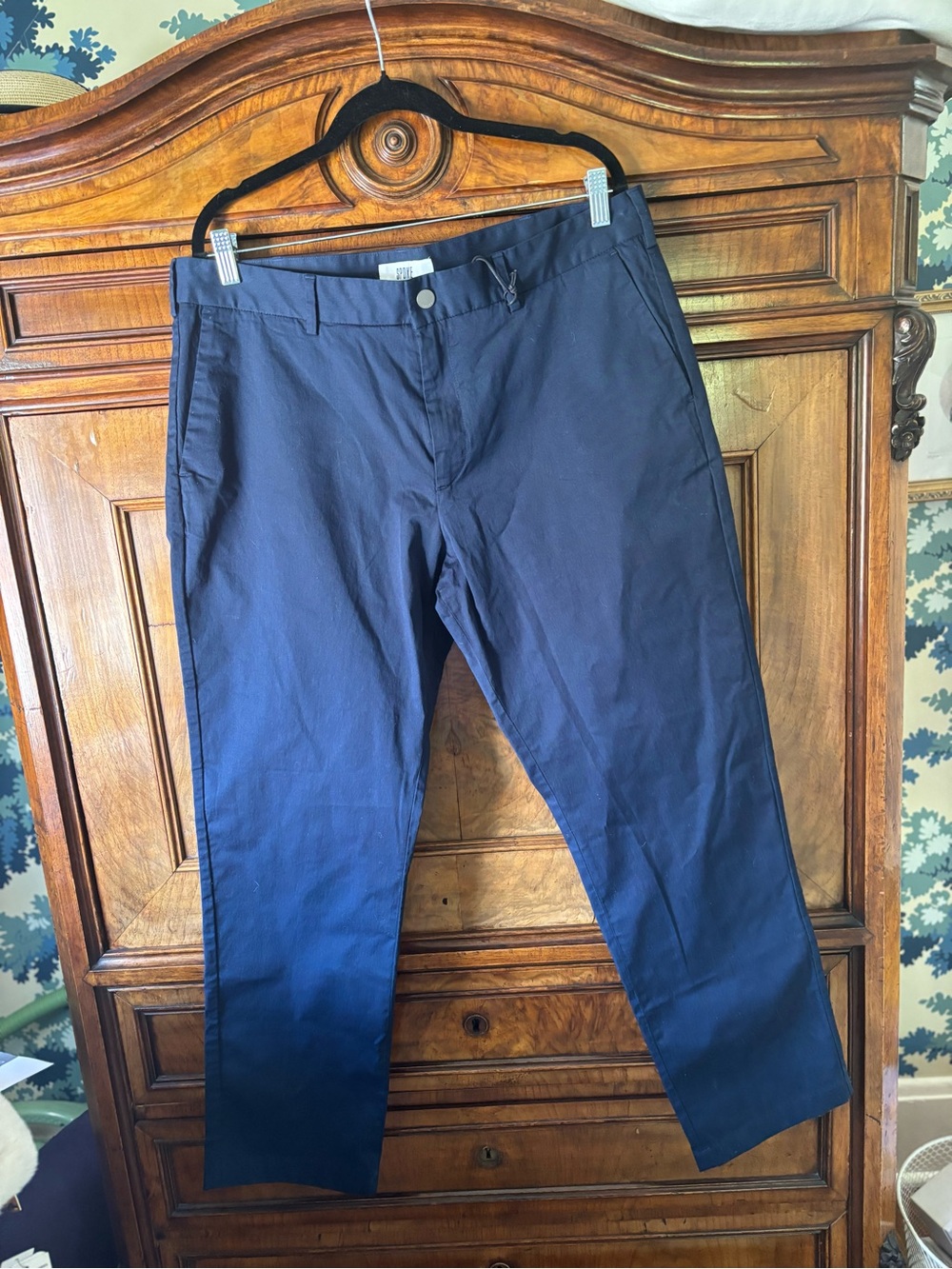 Spoke Build B Navy Stretch Chino Pants 37x29 Flat Front Preppy Office Casual NWT